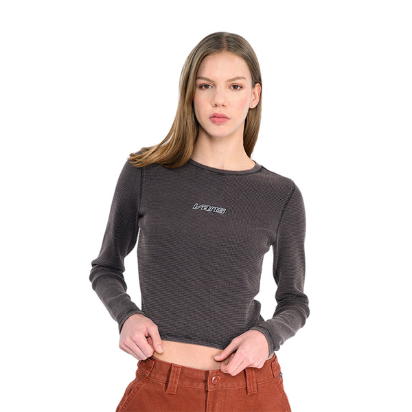 Camiseta manga larga Terry Long para mujer color negro
